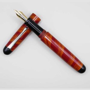 WOW Brand Model - Red and Orange Dual Color 1003B Durga (துர்கா) Handmade Ebonite Pen