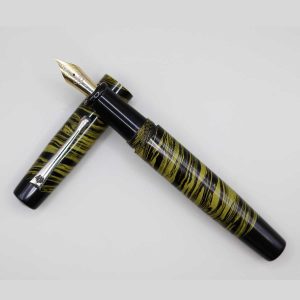 Wow Brand Model – Green and Black Color Marble finish1008B Magizham (மகிழம்) Handmade Ebonite Pen