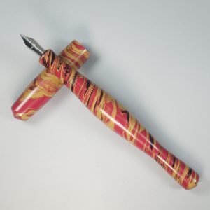 WOW Brand Model 1030A Sabyasachi Galactus சப்யசாச்சி கேலக்டஸ் Ebonite Red Beige and Black Tri Color Fountain Pen