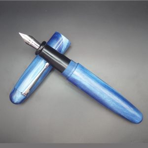 WOW Model 1005A Varuna வருணா Resin Dark Blue Glitter Design Color Body and Cap Fountian Pen