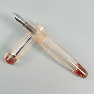 Model-1045A Sindoor சிந்தூர் Handmade Resin  Top and Bottom Saffron Design Fountain Pen