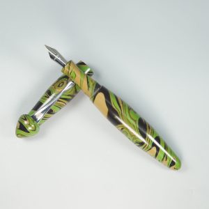 WOW Brand Model 1026A-Kalasham கலசம் Classic Ebonite Green Beige and Black Color Fountain Pen