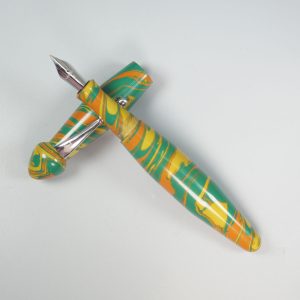 WOW Brand Model 1026A-Kalasham கலசம் Classic Ebonite Green Yellow and Orange Color Fountain Pen