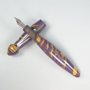 WOW Brand Model 1026A-Kalasham கலசம் Ebonite Dark Purple Yellow and Green Color Fountain Pen