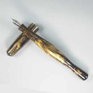 WOW Brand Model 1030B Sabyasachi Galactus சப்யசாச்சி கேலக்டஸ் Resin Black and Gold Glitter Design Color Fountain Pen