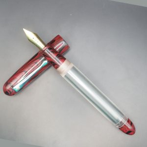 WOW Brand Model-1022A Velir Pirai வெளிர் பிறை Acrylic Transparent Body with Ebonite Red and Balck Color Cap Fountain Pen