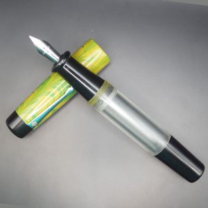 WOW Brand Model-1031A Venmathi வெண்மதி Transparent Body with Green and Yellow Color Cap Fountain Pen