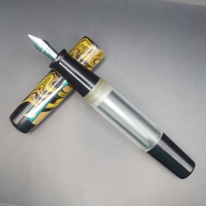 WOW Brand Model-1031A Venmathi வெண்மதி Transparent Body with Beige Black and Yellow Color Cap Fountain Pen