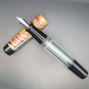 WOW Brand Model-1031A Venmathi வெண்மதி Transparent Body with Beige Black and Red Color Cap Fountain Pen