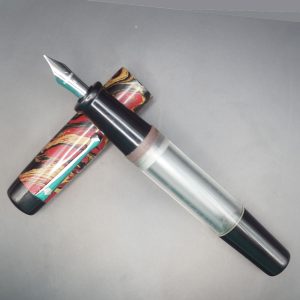 WOW Brand Model-1031A Venmathi வெண்மதி Transparent Body with Red Brown and Black Color Cap Fountain Pen