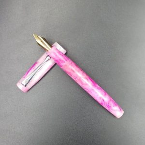 WOW Brand Model-1058A Peyal பெயல் 12/14mm Resin Pink And White Color Body Eyedropper Plus Cartridge And Converter Model Fountain Pen Click Converter Kanwrite Jowa Compatible Thread  SKU 60241