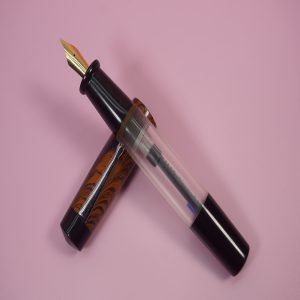 WOW Brand Model-1031A Venmathi(Senkathir Malai) வெண்மதி Handmade AcrylicTransparent Body with Orange and blue Ebonite Cap Black Grip Silver Clip Eyedropper Plus Cartridge And Converter Fountain Pen with Jowo Medium Nib Thread SKU 60113