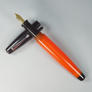 WOW Brand Model-1013A (Sivappu Thaaragai) Sabyasachi Celestine சப்யசாச்சி செலஸ்டின் 20/20mm Handmade Acrylic Body Dark Orange with Brown and Black  Cap Ebonite Silver Clip Eyedropper Plus Cartridge And Converter Fountain Pen with Jowo Fine Nib SKU 60109