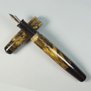 WOW Brand Model-1013A Sabyasachi Celestine(Dark Cosmic) சப்யசாச்சி செலஸ்டின் 19/19mm Handmade Resin Black With Gold Color Body And Without Clip Eyedropper Plus Cartridge And Converter Fountain Pen with Kanwrite Compatible Jowo Fine Nib Thread SKU 60193
