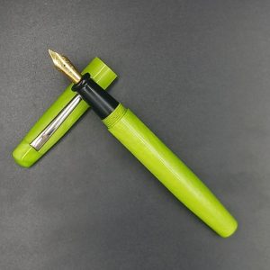 WOW Brand Model-1033A Nayam(Green Parrot) நயம் 13/13mm Handmade Resin Light Green Color Body With Silver Color Clip No.5.5 Fine Nib Eye Dropper Model Fountain Pen SKU 60246