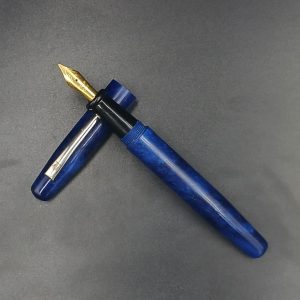 WOW Brand Model-1033A Nayam(Blue Nebula) நயம் 13/13mm Handmade Resin Navy Blue with Glitter Color Body and Cap No.5.5 Fine Tipped Silver Clip Eye Dropper Model Fountain Pen SKU 60250