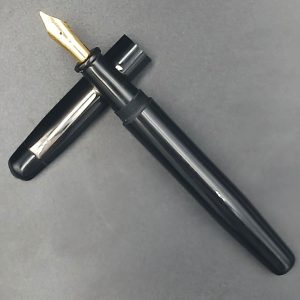 WOW Brand Model-1033A Nayam(Black Panther) நயம் 13/13mm Handmade Resin Black Color Body and Cap No.5.5 Fine Tipped Silver Clip Eye Dropper Model Fountain Pen SKU 60256