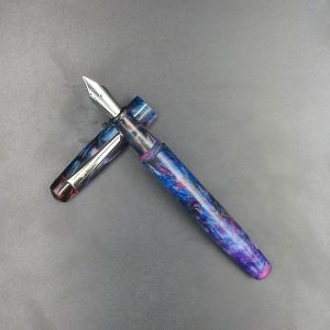 WOW Brand Model-1033A Nayam(Cosmic Galaxy) நயம் 13/13mm Handmade Resin Blue Pink Violet Brown Color Body No.35 Nib Eyedropper Plus Cartridge And Converter Model Fountain Pen Converter Kanwrite Jowa Compatible Thread SKU 60270