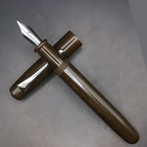 WOW Brand Model-1045A Agam (Bronze Brown) அகம் 13mm/15mm Resin Dark Brown And Silver Glitter Color No.35 Nib Eyedropper Model Fountain Pen Click Converter Kanwrite Jowa Compatible Thread SKU 60282