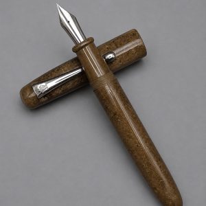 WOW Brand Model-1045A Agam அகம் Heritage Brown13mm/15mm Resin Light Brown Color And Glitter Shade No.35 Nib Eyedropper Model Fountain Pen Click Converter Kanwrite Jowa Compatible Thread SKU 60284