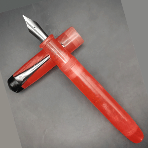 WOW Brand Model-1045A Agam (Surya Jyoti) அகம் 13mm/15mm Resin Coral red Color No.35 Nib Eyedropper Model 3 in 1 Fountain Pen Click Converter Kanwrite Jowa Compatible Thread SKU 60288