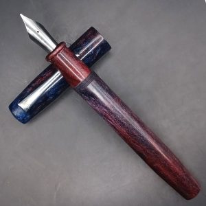 WOW Brand Model-1058A Peyal பெயல் 12/14mm Resin Rose Copper And Blue Body No.35 Nib Eyedropper Plus Cartridge And Converter Model Fountain Pen Click Converter Kanwrite Jowa Compatible Thread SKU 60317