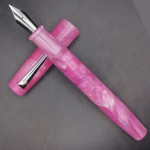 WOW Brand Model-1058A Peyal பெயல் 12/14mm Resin Pink And Light Blue Shade Color Body No.35 Nib Eyedropper Plus Cartridge And Converter Model Fountain Pen Click Converter Kanwrite Jowa Compatible Thread SKU 60320