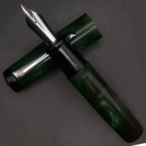 WOW Brand Model-1010A Kural (குறள்) Handmade Resin Green With Brown Color Body And Silver Color Clip Top Finial Black No.35 Eyedropper Model Fountain Pen with Kanwrite Jowo Compatible Thread SKU 60322
