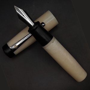 WOW Brand Model-1010A (Champagne Mist) Kural (குறள்) Handmade Resin White Color Body And Silver Color Clip Top Finial Black No.35 Eyedropper Model Fountain Pen with Kanwrite Jowo Compatible Thread SKU 60323