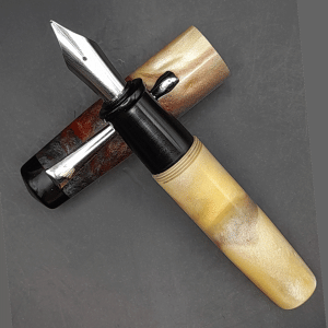 WOW Brand Model-1010A (Golden Dawn) Kural (குறள்) Handmade Resin Cream White, Blue and Red Color Mixed Body and Cap , Silver Clip Top Finial Black No.35 Eyedropper Model Fountain Pen with Kanwrite Jowo Compatible Thread SKU 60329