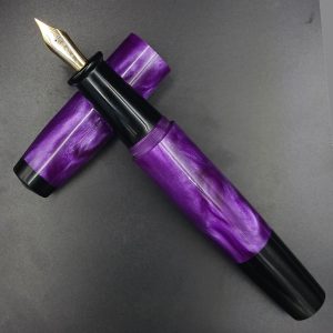 WOW Brand Model-1055B Pawan(Imperial Violet) 30mm/30mm Resin Purple And Black Color No.9 Medium Nib Eyedropper Model Fountain Pen SKU 60340